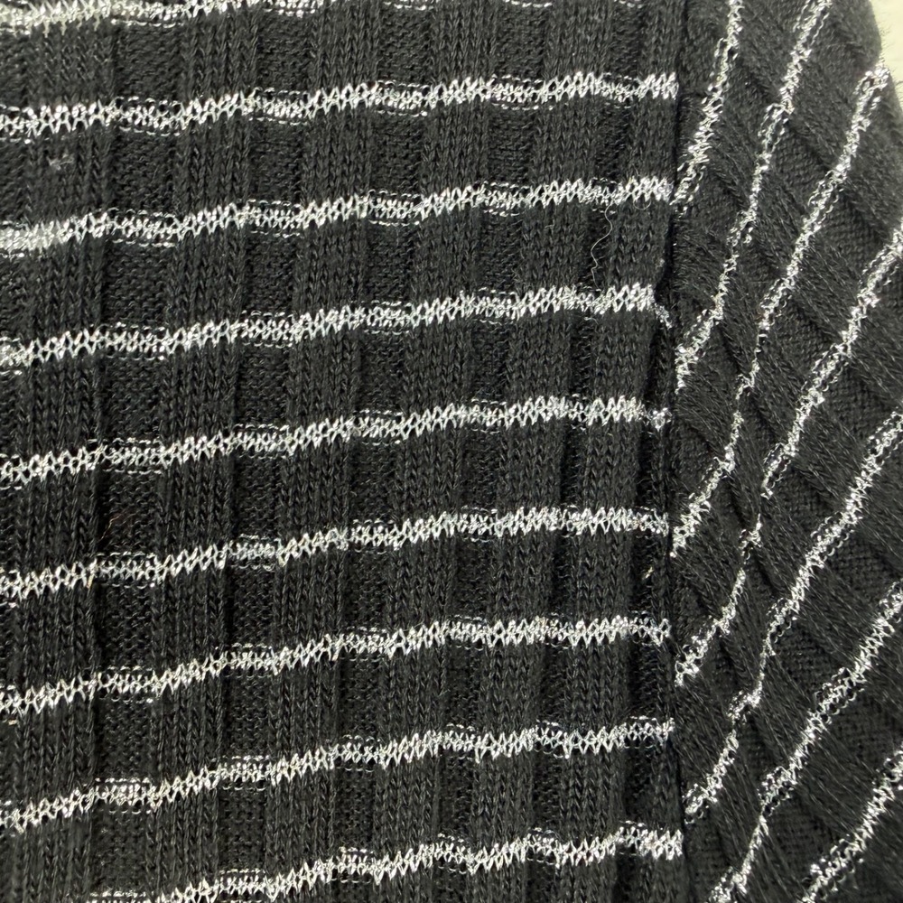 Wet Seal Women's Top Black Silver Stripes Sz M Y2K 90's Babydoll Belted - Picture 11 of 13